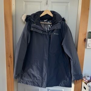 Columbia Women's Gray Jacket with Faux Fur Hood